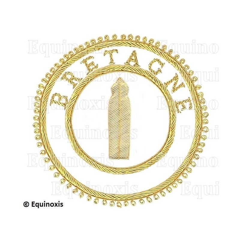 Badge / Macaron GLNF – Grande tenue provinciale – Deuxième Grand Surveillant – Bretagne – Brodé main